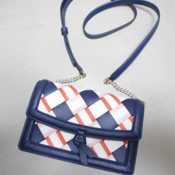 Kate Spade Knott Woven Flap Crossbody in Blue with Silver Chain - Picture 5 of 5